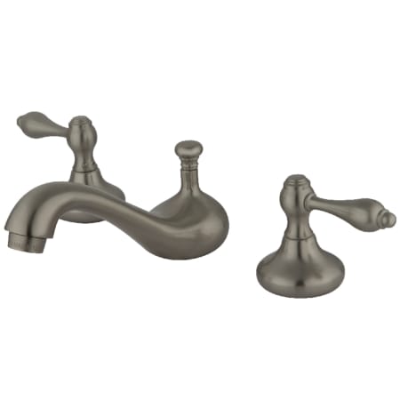 Kingston Brass English Vintage 1.2 GPM Widespread Bathroom Faucet with Pop-Up Drain Assembly Brushed Nickel