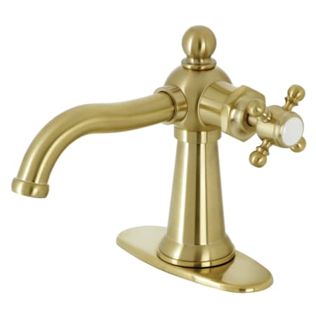 Kingston Brass Nautical 1.2 GPM Deck Mounted Single Hole Bathroom Faucet with Pop-Up Drain Assembly - Includes Escutcheon Brushed Brass