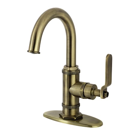 Kingston Brass Whitaker 1.2 GPM Single Hole Bathroom Faucet with Pop-Up Drain Assembly Antique Brass