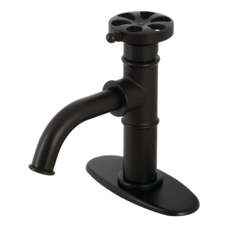 Kingston Brass Belknap 1.2 GPM Deck Mounted Single Hole Bathroom Faucet with Pop-Up Drain Assembly - Includes Escutcheon Matte Black