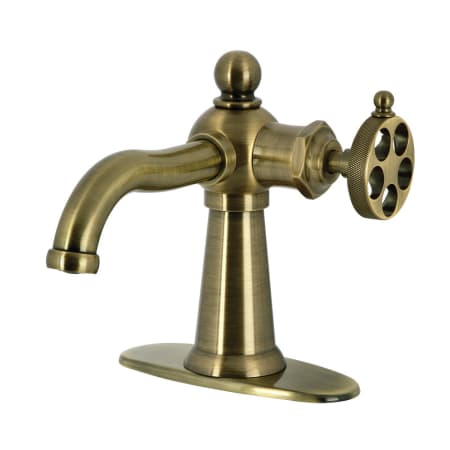 Kingston Brass Wendell 1.2 GPM Single Hole Bathroom Faucet with Pop-Up Drain Assembly Antique Brass