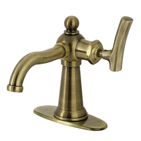 Kingston Brass Hallerbos 1.2 GPM Single Hole Bathroom Faucet with Pop-Up Drain Assembly Antique Brass