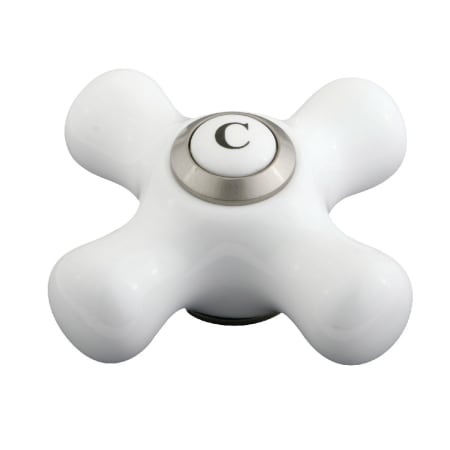 Kingston Brass Cold Porcelain Cross Handle, 3/8" X 16PT Brushed Nickel