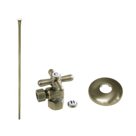 Kingston Brass Toilet Supply Kit, 1/2" IPS (Iron Pipe Size) Inlet - 3/8" Outlet Antique Brass