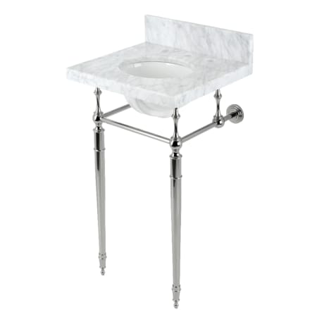 Kingston Brass Edwardian 19" Rectangular Brass Console Bathroom Sink with Overflow and Oval Basin Marble White/Polished Nickel
