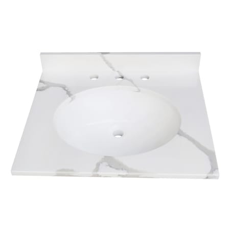 Kingston Brass Norbiton 25" Solid Surface Vanity Top with Backsplash Calacatta Marble Glossy White