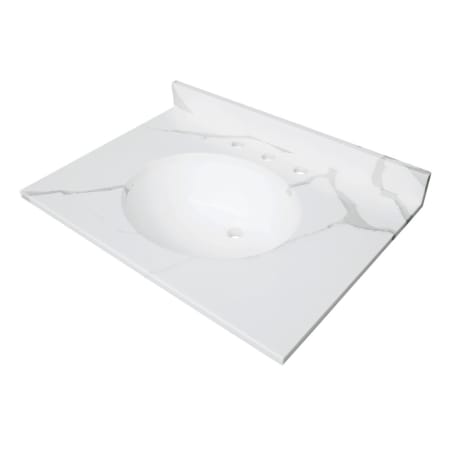 Kingston Brass Norbiton 31" Solid Surface Vanity Top with Backsplash Calacatta Marble Glossy White