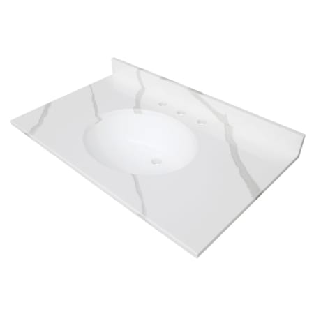 Kingston Brass Norbiton 37" Solid Surface Vanity Top with Backsplash Calacatta Marble Glossy White