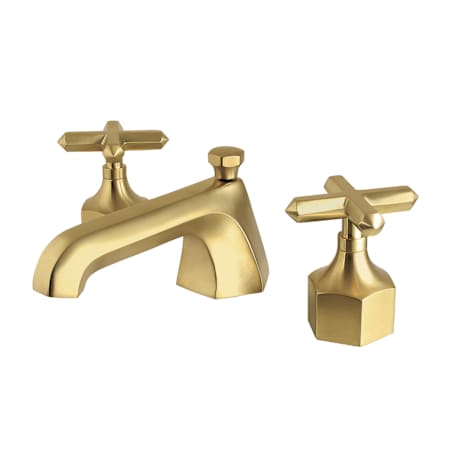 Kingston Brass Kingstons 1.2 GPM Widespread Bathroom Faucet with Pop-Up Drain Assembly and Dual Cross Handle Brushed Brass