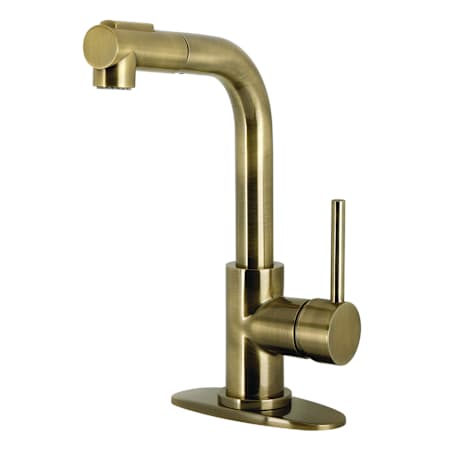 Kingston Brass Concord 1.8 GPM Single Hole Pull Out Bar Faucet - Includes Escutcheon Antique Brass