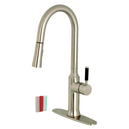 Kingston Brass Kaiser 1.8 GPM Single Hole Pull Down Kitchen Faucet Brushed Nickel