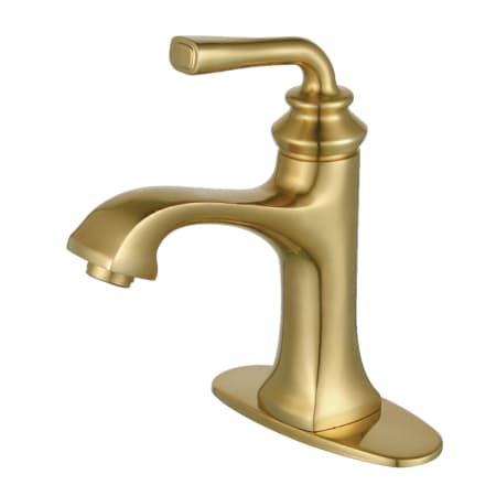 Kingston Brass Restoration 1.2 GPM Single Hole Bathroom Faucet with Pop-Up Drain Assembly Brushed Brass