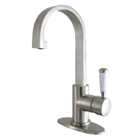 Kingston Brass Paris 1.2 GPM Single Hole Bathroom Faucet with Pop-Up Drain Assembly Brushed Nickel