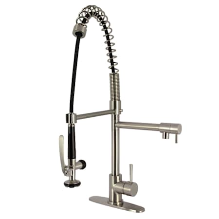 Kingston Brass Concord 1.8 GPM Single Hole Pre-Rinse Kitchen Faucet - Includes Escutcheon Brushed Nickel
