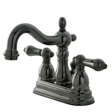 Kingston Brass Water Onyx 1.2 GPM Centerset Bathroom Faucet with Pop-Up Drain Assembly Black Nickel