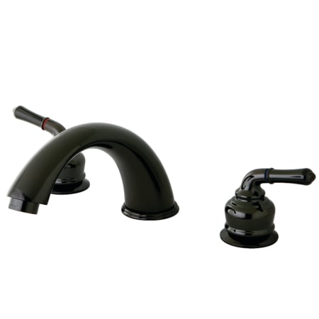 Kingston Brass Water Onyx Deck Mounted Roman Tub Filler Black Stainless Steel