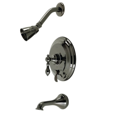 Kingston Brass American Classic Tub and Shower Trim Package With 1.8 GPM Single Function Shower Head with Diverter and Vintage Tub Spout Black Stainless Steel