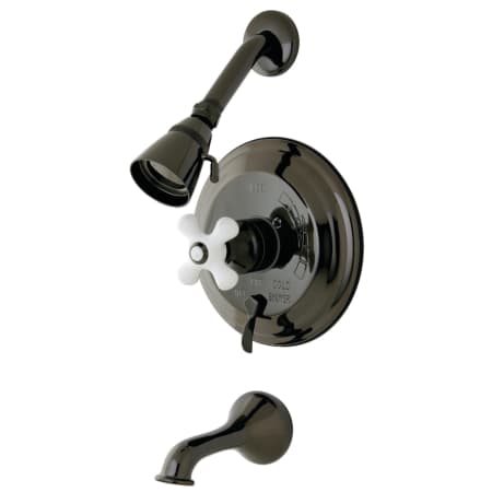 Kingston Brass Water Onyx Tub and Shower Trim Package with 1.8 GPM Single Function Shower Head Black Stainless Steel