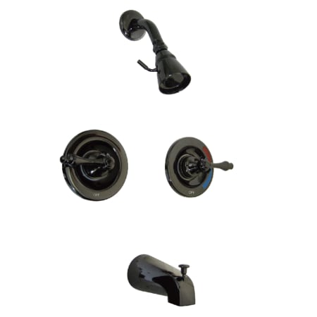 Kingston Brass Water Onyx Tub and Shower Trim Package with 1.8 GPM Single Function Shower Head Black Stainless Steel