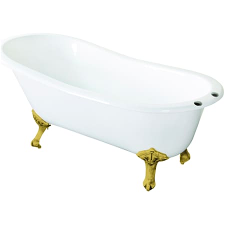 Kingston Brass Aqua Eden 62" Clawfoot Brass / Cast Iron Soaking Tub with Reversible Drain and Overflow White / Brushed Brass