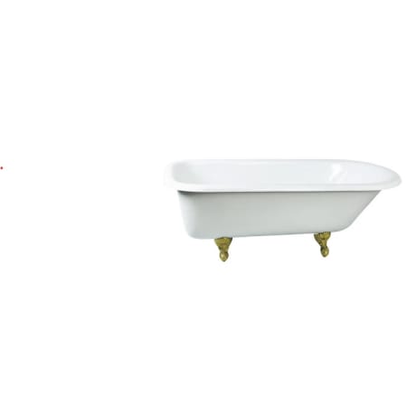 Kingston Brass Aqua Eden 66" Clawfoot Cast Iron Soaking Tub with Reversible Drain, and Overflow White / Brushed Brass