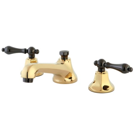 Kingston Brass Water Onyx 1.2 GPM Widespread Bathroom Faucet with Pop-Up Drain Assembly Black Onyx