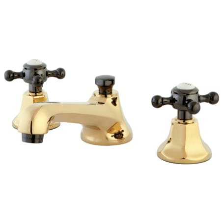 Kingston Brass Water Onyx 1.2 GPM Widespread Bathroom Faucet with Pop-Up Drain Assembly Black Onyx