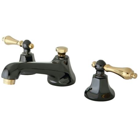Kingston Brass Water Onyx 1.2 GPM Widespread Bathroom Faucet with Pop-Up Drain Assembly Black Onyx