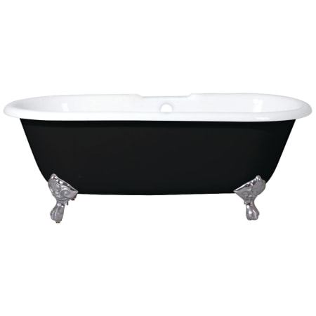 Kingston Brass Aqua Eden 66" Clawfoot Cast Iron Soaking Tub with Center Drain, and Overflow Black / White / Brushed Nickel