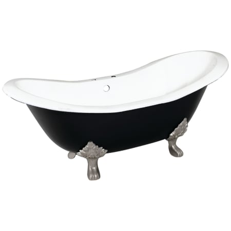 Kingston Brass Aqua Eden 72" Clawfoot Cast Iron Soaking Tub with Center Drain, and Overflow Black / White / Brushed Nickel