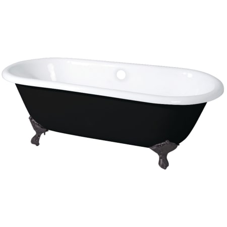 Kingston Brass Aqua Eden 66" Clawfoot Cast Iron Soaking Tub with Center Drain, and Overflow