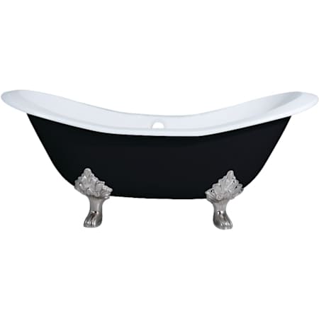 Kingston Brass Aqua Eden 72" Clawfoot Cast Iron Soaking Tub with Center Drain, and Overflow Black / Brushed Nickel