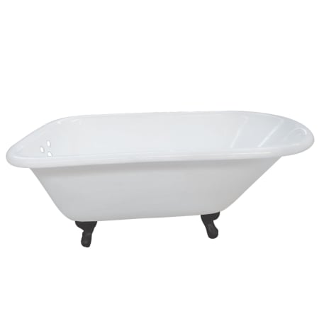 Kingston Brass Aqua Eden 54" Clawfoot Cast Iron Soaking Tub with Reversible Drain, and Overflow White / Matte Black