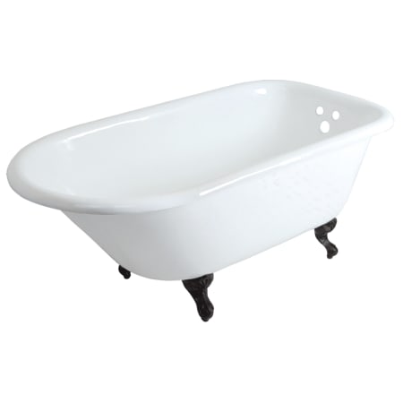 Kingston Brass Aqua Eden 66" Clawfoot Cast Iron Soaking Tub with Reversible Drain, and Overflow White / Matte Black