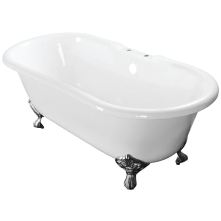 Kingston Brass Aqua Eden 60" Clawfoot Cast Iron Tub with 7" Faucet Drillings White / Polished Chrome