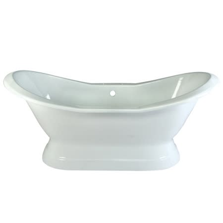 Kingston Brass Aqua Eden 72-1/16" Free Standing Cast Iron Soaker Bathtub with Center Drain White