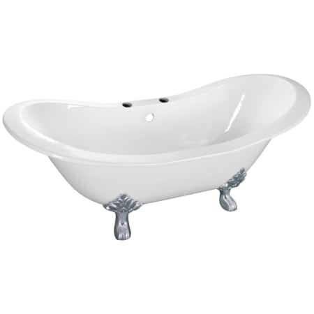 Kingston Brass Aqua Eden 61" Clawfoot Cast Iron Tub with 7" Faucet Drillings White / Polished Chrome