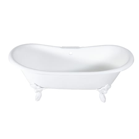 Kingston Brass Aqua Eden 72 Clawfoot Cast Iron Soaking Tub with Center Drain, and Overflow White