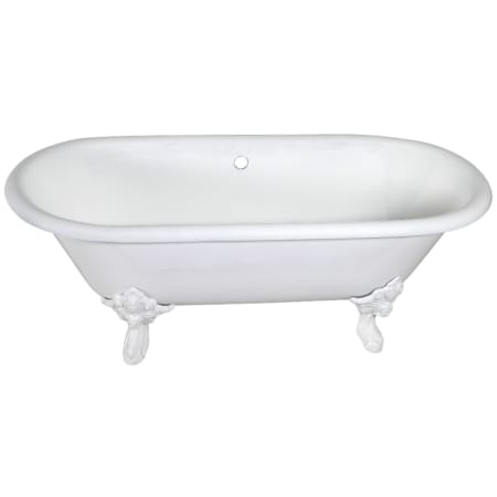 Kingston Brass Aqua Eden 72" Clawfoot Cast Iron Soaking Tub with Center Drain, and Overflow White