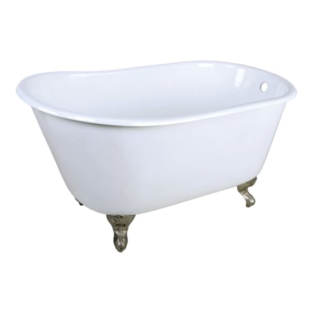 Kingston Brass Aqua Eden 48" Clawfoot Cast Iron Soaking Tub with Reversible Drain and Overflow White / Brushed Nickel