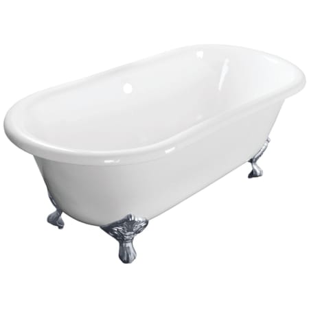 Kingston Brass Aqua Eden 60" Clawfoot Cast Iron Tub White / Polished Chrome