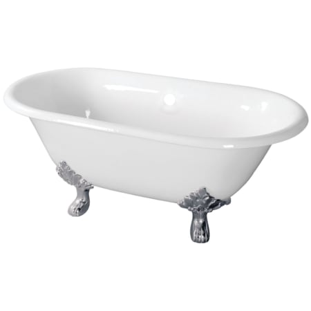 Kingston Brass Aqua Eden 60" Clawfoot Cast Iron Tub White / Polished Chrome