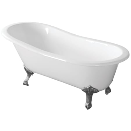 Kingston Brass Aqua Eden 67" Clawfoot Cast Iron Tub White / Polished Chrome