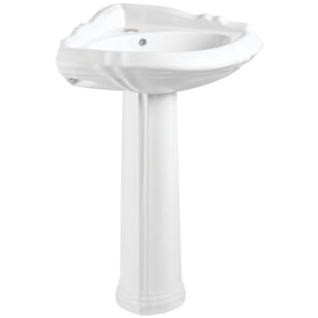 Kingston Brass Venus 26-3/4" Corner Ceramic Pedestal Bathroom Sink with Overflow and Single Faucet Hole Glossy White
