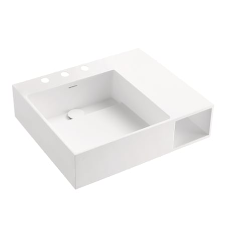 Kingston Brass Modern 24-1/2" Rectangular Solid Surface Console Bathroom Sink with Overflow and 3 Faucet Holes at 8" Centers Matte White