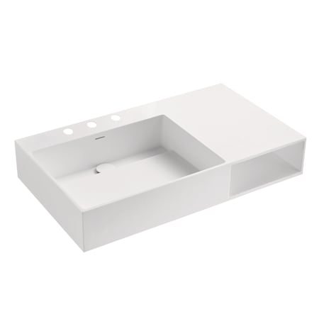 Kingston Brass Modern 36-5/8" Rectangular Solid Surface Console Bathroom Sink with Overflow and 3 Faucet Holes at 8" Centers Matte White