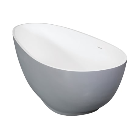Kingston Brass Arcticstone 67" Free Standing Solid Surface Soaking Tub with Center Drain, Drain Assembly, and Overflow Glossy White / Matte Gray