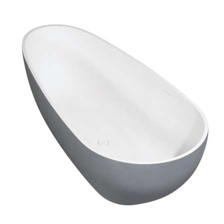 Kingston Brass Arcticstone 72" Free Standing Solid Surface Soaking Tub with Center Drain, Drain Assembly, and Overflow Glossy White / Matte Gray