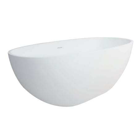 Kingston Brass Aqua Eden 65" Free Standing Engineered Stone Soaking Tub with Center Drain, Drain Assembly, and Overflow Matte White