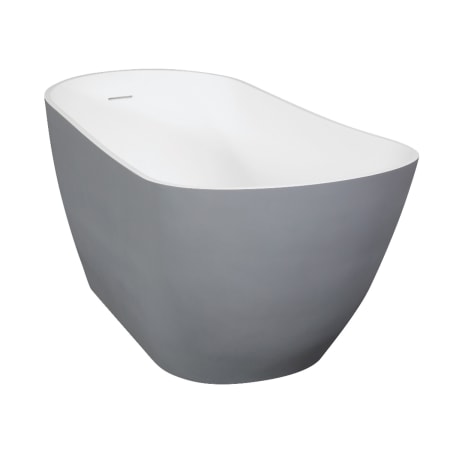 Kingston Brass Arcticstone 52" Free Standing Solid Surface Soaking Tub with Reversible Drain, Drain Assembly, and Overflow Glossy White / Matte Gray